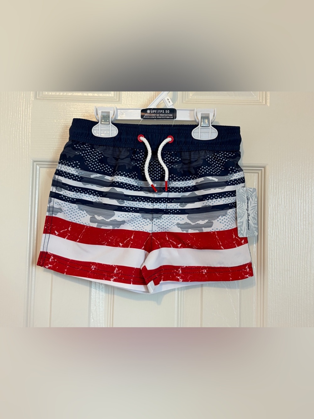 Tommy Bahama Boys Navy, Red & White Striped Swim Shorts size 4T